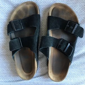 Black suede Birkenstocks
